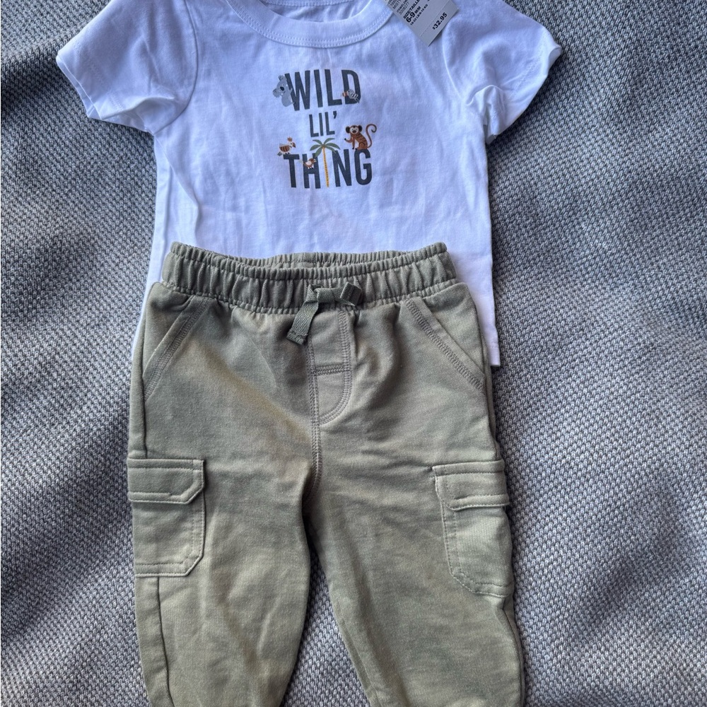 Wild Lil' Thing Kids Olive Cargo Pants 6-9 Months